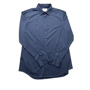 Ministry Of Supply Dress Shirt Mens XL Blue Performance Long Sleeve Standard Fit